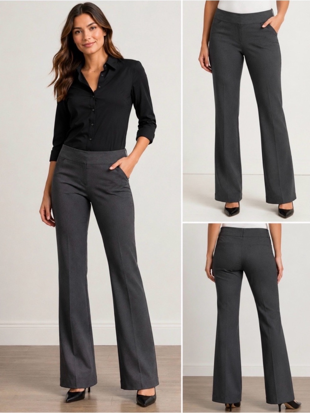 EXPRESS Editor Gray Dress Pants - Tailored Flare, 0R